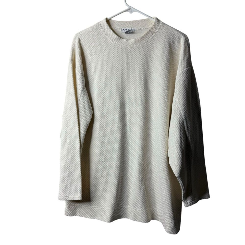Vintage Express 90s Y2K Blokecore Preppy Mockneck Oversized Waffle Top Rugby